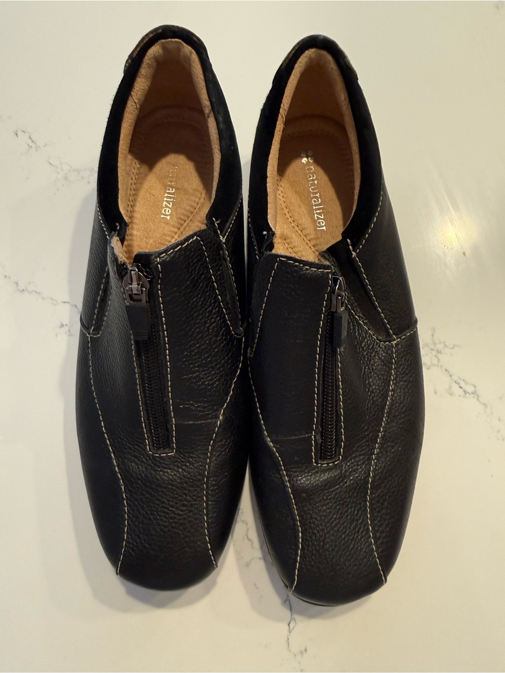Naturalizer Black Zip-Front Slip-On Loafers
